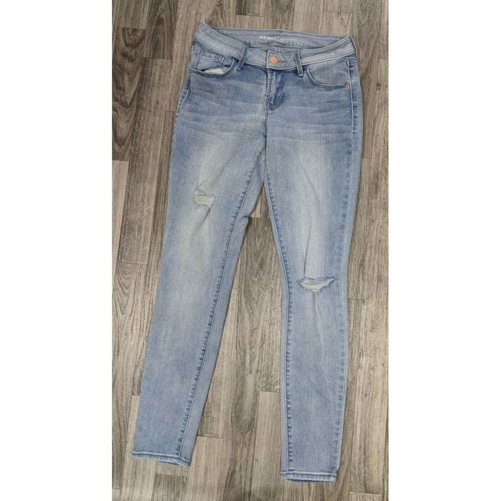 (3/$35) Old Navy Womens Size 4 Regular Rockstar Mid Rise Skinny Denim Blue Jeans